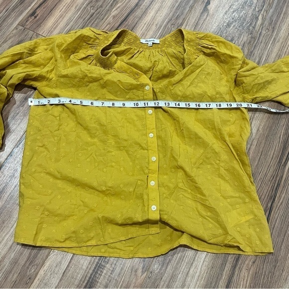 Madewell Floral Embroidered Smocked-Neck Raglan Top - Picture 11 of 13